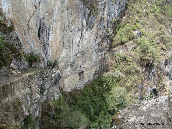 Inca Bridge in middle of the picture from above