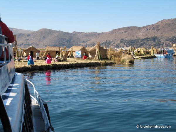 Arriving by boat at the "Floating Islands"