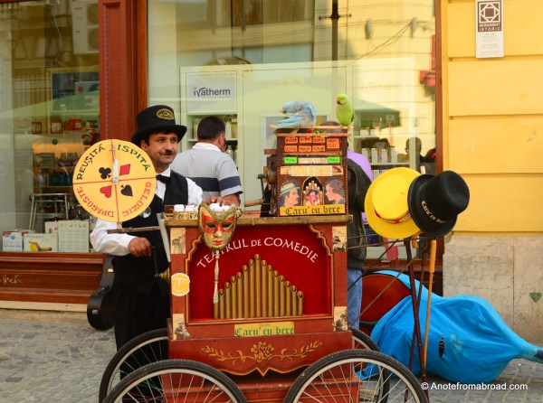 Street entertainer in historic section of town