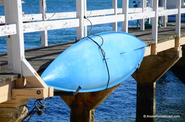 Laced to the side of the dock