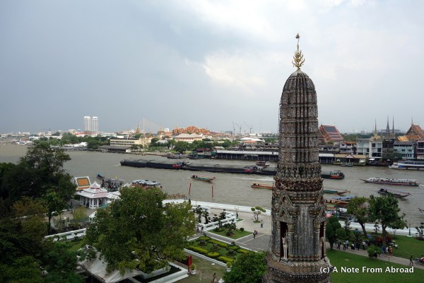 View of river with many varied boats