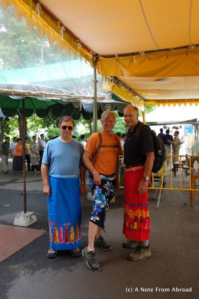 The guys had on shorts, and had to wear a skirt before allowed into palace