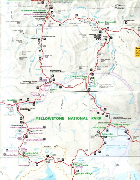 Map of Yellowstone NP