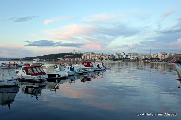Harbor in Cammukale just before sunset