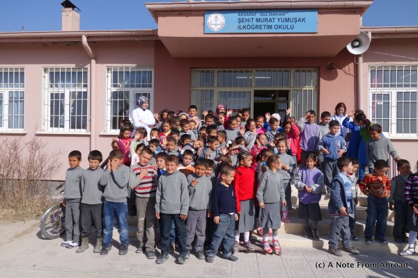 All the students waving goodbye
