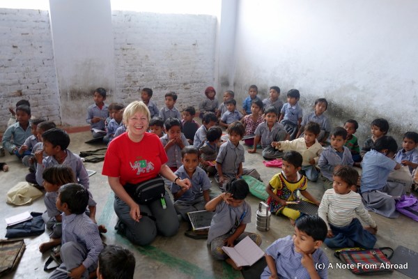 Pre-school classroom.  Everyone sat in rows on the floor