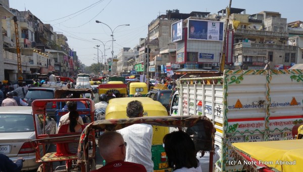 View from our cycle rickshaw - traffic jam