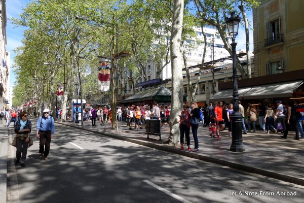 La Ramblas on a Sunday morning