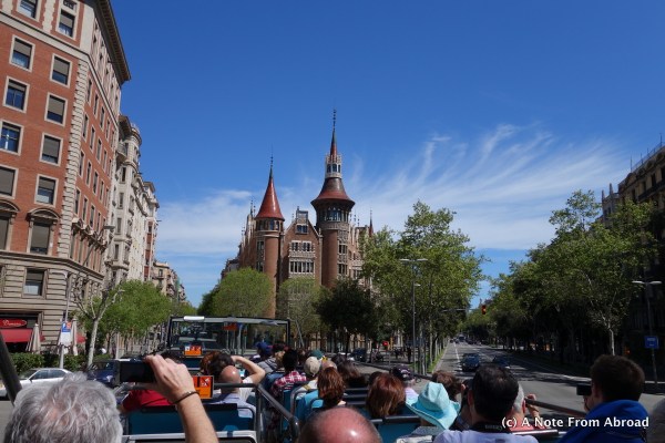 On the upper deck, admiring the architectural diversity