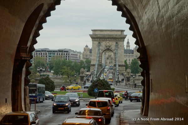 Coming through the tunnel and looking at the Chain Bridge