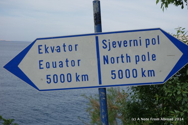Half way between the North Pole and the Equator