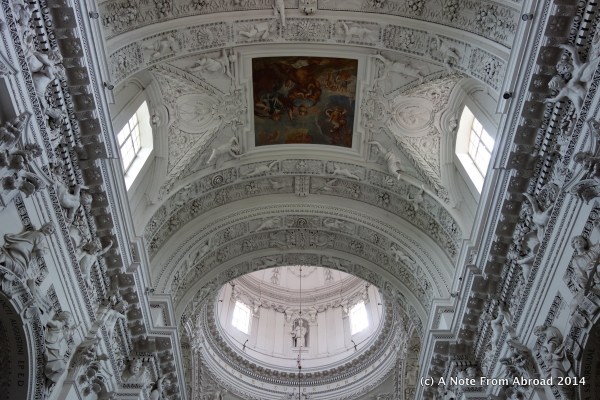 Stark white but elaborate interior