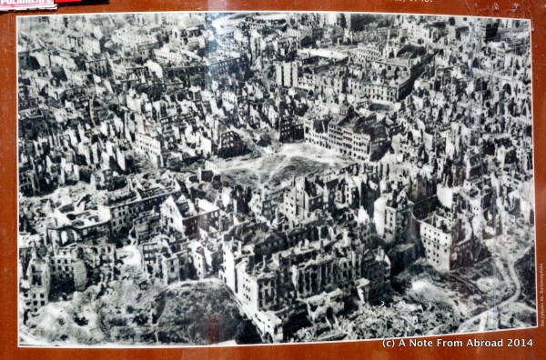 The city of Warsaw, almost totally destroyed during World War II