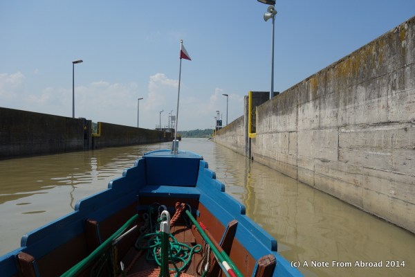 Our boat was so tiny all alone inside the lock