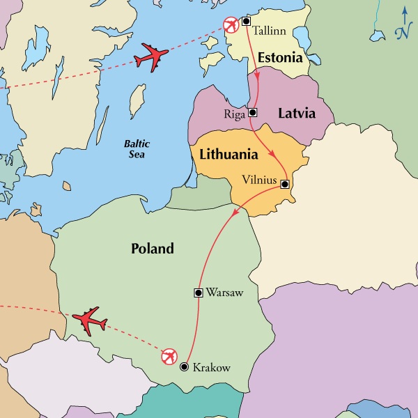 Gate 1 Tours 12 day Classic Baltics with Krakow itinerary
