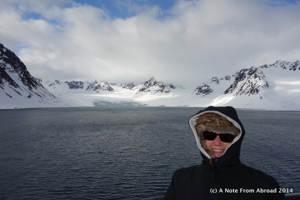 Blue ice of the glacier behind me