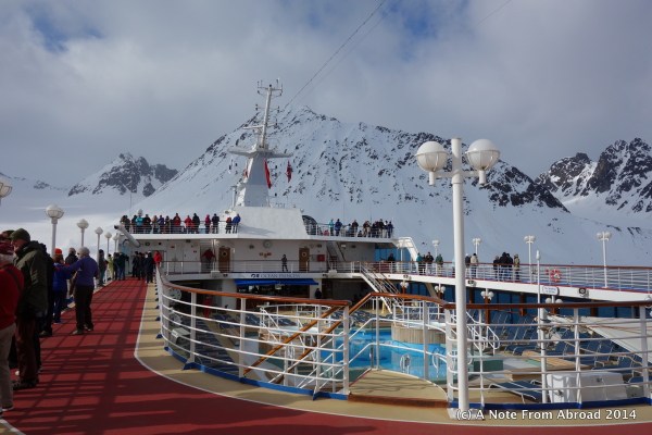 Small amount of room for this ship to maneuver in the fjords