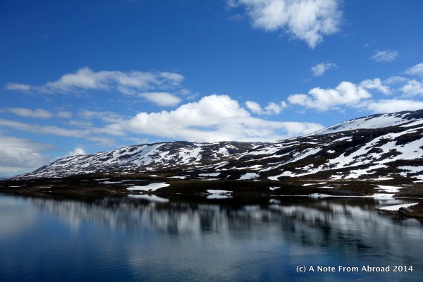 Patches of snow and some ice still on the lake