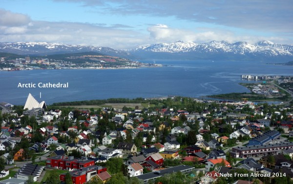 Arctic Cathedral as seen from on top of the mountain