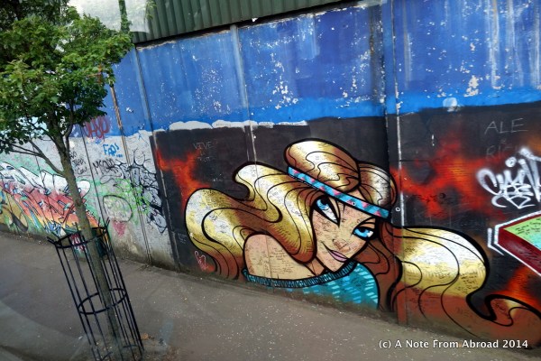 Painted murals adorn the walls - or are they fences?