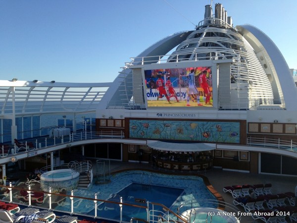 A great place to watch a movie, or in this case a soccer match.