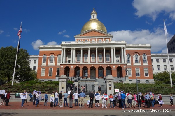 State House with a protest in process