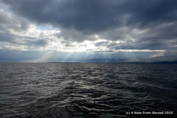 Sun trying to break through the clouds in the early morning