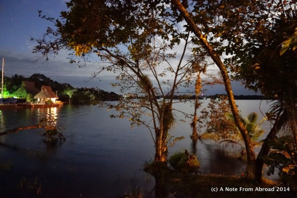 Rio Dulce taken from the balcony of our room at Mansion Hotel