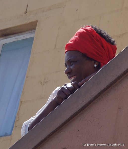 Looking over the side of the steps