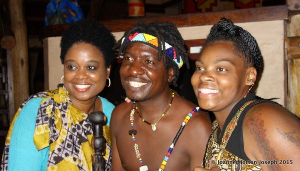 Jessica and Dani getting a warm welcome at The Boma