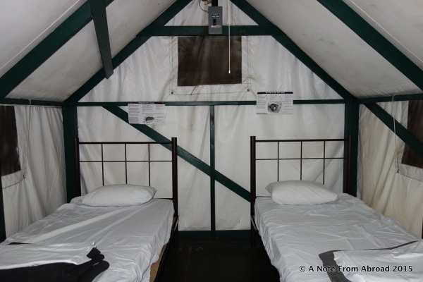 Inside our tent cabin