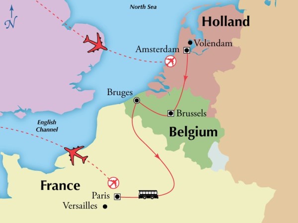 Map of Gate 1 itinerary