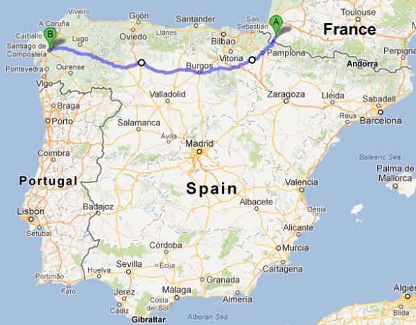 The Camino de Santiago route