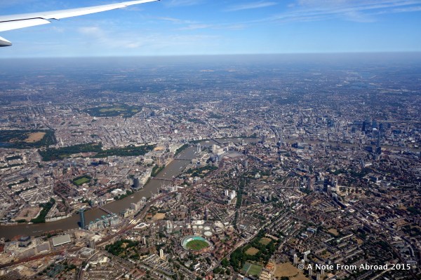 Flying over London just before we landed at Heathrow Airport