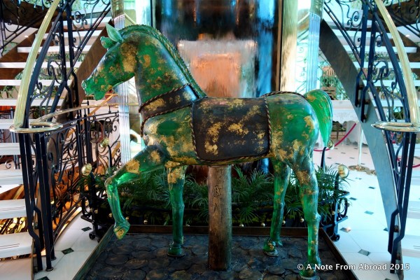 Full size glass horse welcomed us on-board the SS Catherine