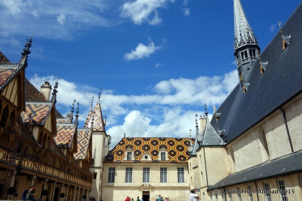 Famous tile rooftops of the Hospices de Beaune
