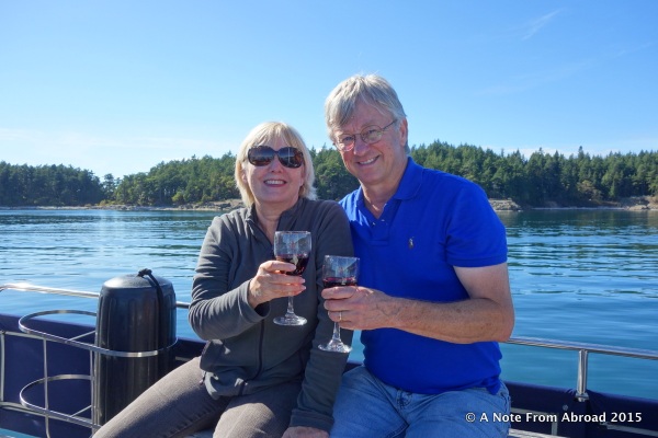 Tim and Joanne enjoying a glass of wine.