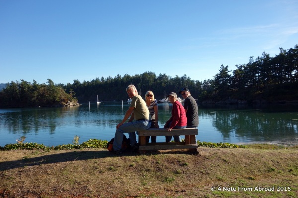 The four of us taking a hike on Sucia Island