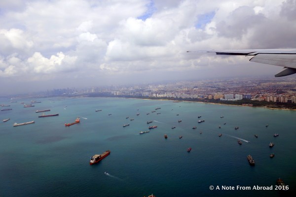 Singapore harbor full of ships