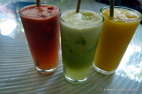 Several different fruit drinks were offered