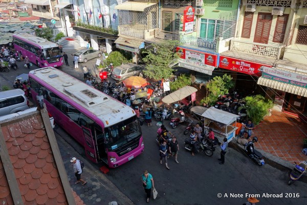 The view below our hotel room from our balcony