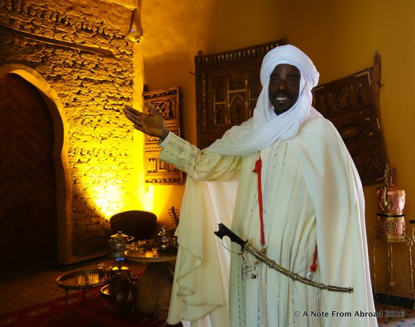 Being greeted and welcomed at the Kasbah