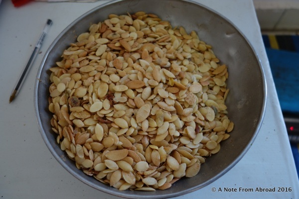 Bowl of argan almonds ready to have the oil extracted