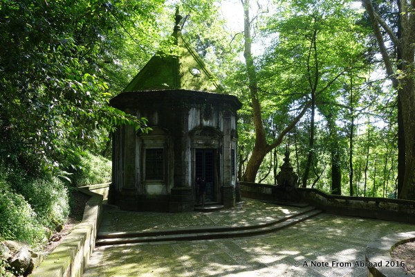 One of several buildings along the way