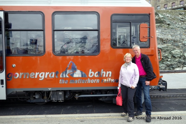 Tim and Joanne with the Gornergrat Bahn train