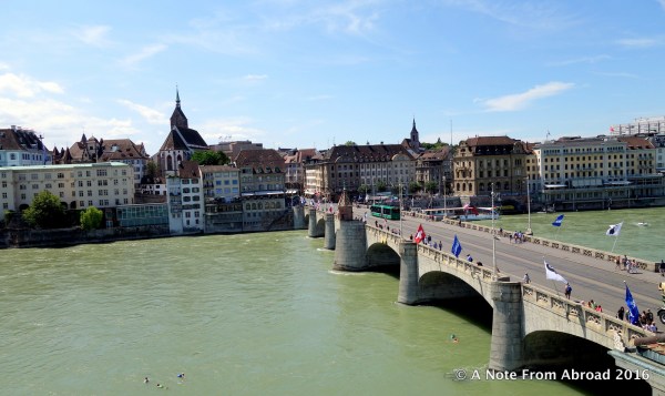 View from our balcony overlooking the Rhine River in Basel
