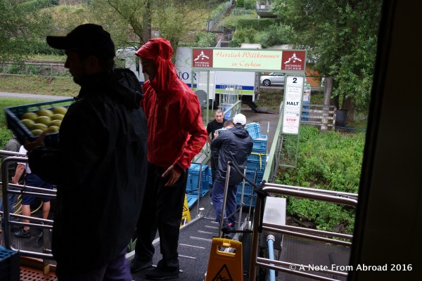 Supplies arrive to the dock and the loading begins