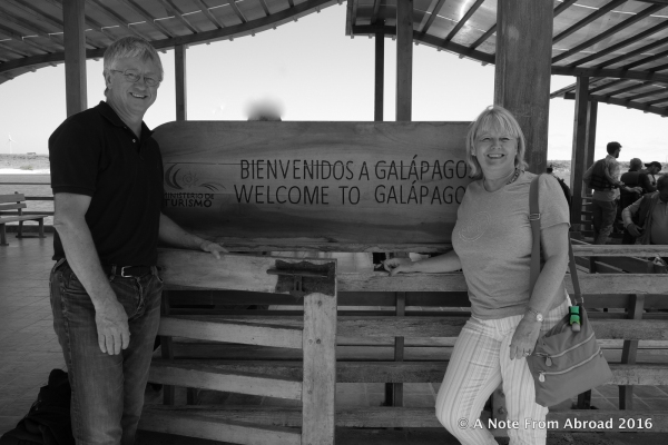 At the dock upon arrival in the Galapagos Islands
