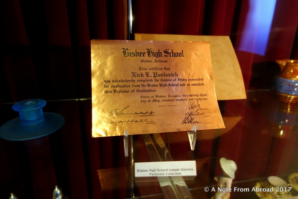 The local high school presented students with a certificate of graduation on copper.